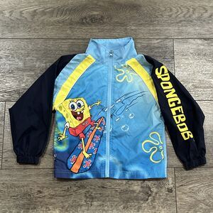 Vintage Y2K SpongeBob SquarePants Surfer Full Zip Windbreaker Jacket - Kids XL